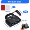 120W Multiprise Allume Cigare 12V/24V avec 3 Prises & Chargeur Voiture USB C + 2 USB, Adaptateur Splitter Voiture avec Interrupt