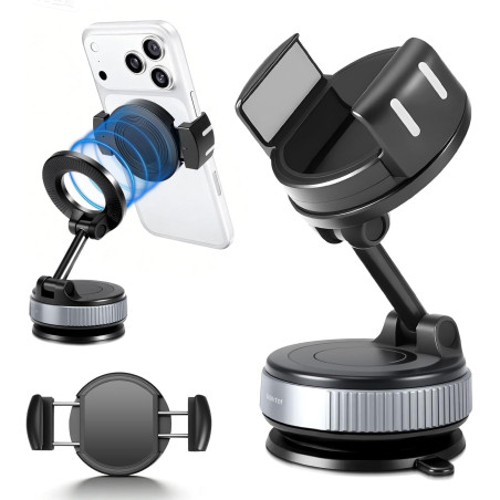 Support Telephone Voiture Magnetique pour Mag-Safe,360° Rotation Porte Telephone Voiture Aimant,Support Phone Voitures Pliable a