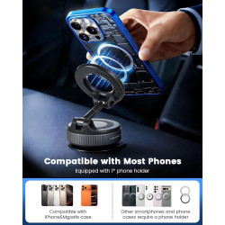 Support Telephone Voiture Magnetique pour Mag-Safe,360° Rotation Porte Telephone Voiture Aimant,Support Phone Voitures Pliable a