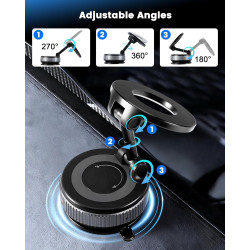 Support Telephone Voiture Magnetique pour Mag-Safe,360° Rotation Porte Telephone Voiture Aimant,Support Phone Voitures Pliable a