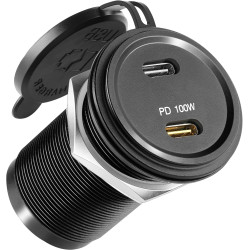 acegoo Prise USB 12V 100W PD3.0 et 20W PD, Camping-Car Voiture Aluminium Ordinateurs Portables USB-C Chargeur, Etanche Charge Ra