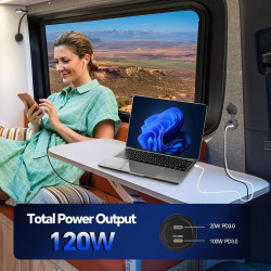 acegoo Prise USB 12V 100W PD3.0 et 20W PD, Camping-Car Voiture Aluminium Ordinateurs Portables USB-C Chargeur, Etanche Charge Ra