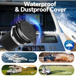 acegoo Prise USB 12V 100W PD3.0 et 20W PD, Camping-Car Voiture Aluminium Ordinateurs Portables USB-C Chargeur, Etanche Charge Ra