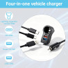 4 en 1 Chargeur Allume Cigare USB C Rapide, Prise Allume Cigare 12V/24V, 66W 2 Port USB-A 30W USB-C 3.1A, Chargeur Voiture pour 