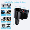 4 en 1 Chargeur Allume Cigare USB C Rapide, Prise Allume Cigare 12V/24V, 66W 2 Port USB-A 30W USB-C 3.1A, Chargeur Voiture pour 