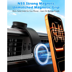 Support Téléphone Voiture Magnétique, Ventouse à Vide avec Bras en Alliage Flexible & Rotation 360°, Support Tableau de Bord & P
