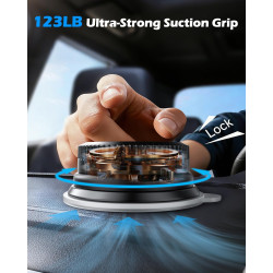 Support Téléphone Voiture Magnétique, Ventouse à Vide avec Bras en Alliage Flexible & Rotation 360°, Support Tableau de Bord & P