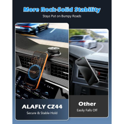 Support Téléphone Voiture Magnétique, Ventouse à Vide avec Bras en Alliage Flexible & Rotation 360°, Support Tableau de Bord & P