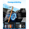 Support Téléphone Voiture Magnétique, Ventouse à Vide avec Bras en Alliage Flexible & Rotation 360°, Support Tableau de Bord & P