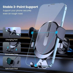 Support Téléphone Voiture pour Renault Clio 2 3 4 5 Sport RS Line 1998-2021 Crochet en Métal Rotation 360° Fixation Grille Aérat