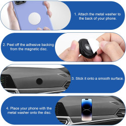 3 Pièces Support Téléphone Voiture Magnétique avec Coussinet Collant Aimant, Porte-Téléphone Universel pour Tableau de Bord Comp