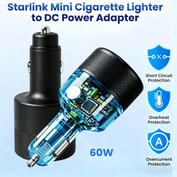 Adaptateur Allume-Cigare Starlink Mini, Convertisseur 12V/24V vers 30V 2A 60W avec Affichage de Tension, Sortie DC5521 Femelle, 