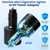 Adaptateur Allume-Cigare Starlink Mini, Convertisseur 12V/24V vers 30V 2A 60W avec Affichage de Tension, Sortie DC5521 Femelle, 