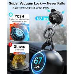 YOSH Support Voiture pour MagSafe, [Ventouse à Vide & 22x Aimants N56], Porte-Téléphone Magnétique, Bras allongé Rotatif à 360° 