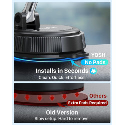 YOSH Support Voiture pour MagSafe, [Ventouse à Vide & 22x Aimants N56], Porte-Téléphone Magnétique, Bras allongé Rotatif à 360° 