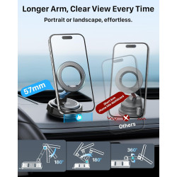 YOSH Support Voiture pour MagSafe, [Ventouse à Vide & 22x Aimants N56], Porte-Téléphone Magnétique, Bras allongé Rotatif à 360° 
