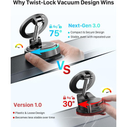 YOSH Support Voiture pour MagSafe, [Ventouse à Vide & 22x Aimants N56], Porte-Téléphone Magnétique, Bras allongé Rotatif à 360° 