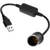RJLLKD 5 V USB A mâle vers allume-cigare 12 V, adaptateur USB vers allume-cigare 12 V pour briquet de voiture, caméra embarquée,