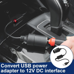 RJLLKD 5 V USB A mâle vers allume-cigare 12 V, adaptateur USB vers allume-cigare 12 V pour briquet de voiture, caméra embarquée,