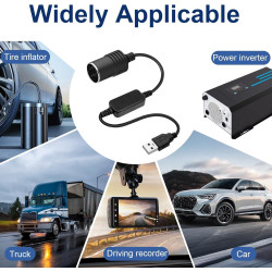 RJLLKD 5 V USB A mâle vers allume-cigare 12 V, adaptateur USB vers allume-cigare 12 V pour briquet de voiture, caméra embarquée,