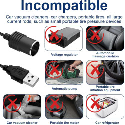 RJLLKD 5 V USB A mâle vers allume-cigare 12 V, adaptateur USB vers allume-cigare 12 V pour briquet de voiture, caméra embarquée,