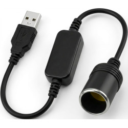 RJLLKD 5 V USB A mâle vers allume-cigare 12 V, adaptateur USB vers allume-cigare 12 V pour briquet de voiture, caméra embarquée,