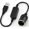 RJLLKD 5 V USB A mâle vers allume-cigare 12 V, adaptateur USB vers allume-cigare 12 V pour briquet de voiture, caméra embarquée,