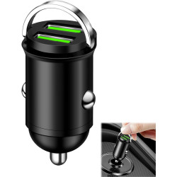 Adaptateur allume-cigare USB, chargeur de voiture double QC3.0 100 W en alliage d'aluminium, mini chargeur de voiture, charge ra