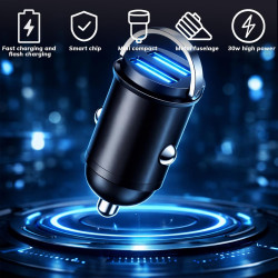 Adaptateur allume-cigare USB, chargeur de voiture double QC3.0 100 W en alliage d'aluminium, mini chargeur de voiture, charge ra