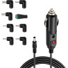 24W Chargeur de Voiture Universel DC 12V 2A, Câble d'alimentation Allume 5.5x2.1mm Cigare avec 8 Connecteurs Adaptateur Auto pou