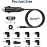 24W Chargeur de Voiture Universel DC 12V 2A, Câble d'alimentation Allume 5.5x2.1mm Cigare avec 8 Connecteurs Adaptateur Auto pou