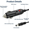24W Chargeur de Voiture Universel DC 12V 2A, Câble d'alimentation Allume 5.5x2.1mm Cigare avec 8 Connecteurs Adaptateur Auto pou