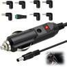 24W Chargeur de Voiture Universel DC 12V 2A, Câble d'alimentation Allume 5.5x2.1mm Cigare avec 8 Connecteurs Adaptateur Auto pou