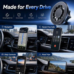 VBK Support Telephone Voiture Magnétique 2 Pièces, Anneau Magnétique pour Magsafe avec Tête 17mm – Aimant Fort pour Ventilation 