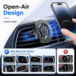 VBK Support Telephone Voiture Magnétique 2 Pièces, Anneau Magnétique pour Magsafe avec Tête 17mm – Aimant Fort pour Ventilation 