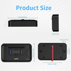 Prise USB 12 V en saillie 84 W 4 ports 2 x PD3.0 et 2 x QC3.0 Charge rapide avec interrupteur et voltmètre LED bleu pour camping