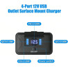 Prise USB 12 V en saillie 84 W 4 ports 2 x PD3.0 et 2 x QC3.0 Charge rapide avec interrupteur et voltmètre LED bleu pour camping
