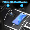 Prise USB 12 V en saillie 84 W 4 ports 2 x PD3.0 et 2 x QC3.0 Charge rapide avec interrupteur et voltmètre LED bleu pour camping