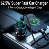 Allume Cigare USB 67,5 W, 4 Ports avec Chargeur Voiture, Compatible USB C PD 30 W et USB A QC 22,5 W, Allume Cigare USB Rapide 1