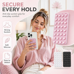 3 Pièces Ventouse Téléphone Portable Support Coque Ventouse Silicone Double Face Pour Selfies Voiture Noir Blanc Rose