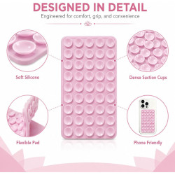 3 Pièces Ventouse Téléphone Portable Support Coque Ventouse Silicone Double Face Pour Selfies Voiture Noir Blanc Rose
