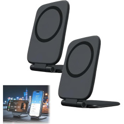 MEISO 2 Pièces Support Téléphone Voiture, Magnétique Porte Téléphone Voiture, Ultra-Thin Adjustable Foldable, Smartphone Aimants