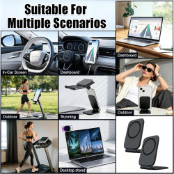 MEISO 2 Pièces Support Téléphone Voiture, Magnétique Porte Téléphone Voiture, Ultra-Thin Adjustable Foldable, Smartphone Aimants