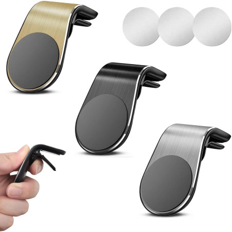 [Lot de 3] Support Téléphone Voiture Magnétique, Aimant Puissant Porte Téléphone Voiture pour Grille d'Aération, Support Smartph