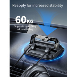Support de téléphone pour voiture avec tête rotative et ventouse haute adhérence pour fixation fiable sur le tableau de bord et 
