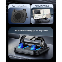 Support de téléphone pour voiture avec tête rotative et ventouse haute adhérence pour fixation fiable sur le tableau de bord et 