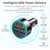 Chargeur Allume Cigare, Allume Cigare USB C Puissance 66W, Adaptateur Allume Cigare 6 Ports, Chargeur Voiture Rapide 66W, Prise 