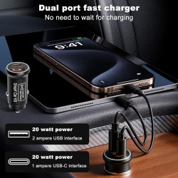 Chargeur de voiture intelligent et traceur GPS [certifié MFi ] : chargeur rapide double USB-C/A 20 W avec localisation Apple « O
