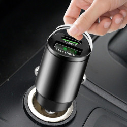 Chargeur de voiture à brancher | Chargeur de voiture 100 W avec deux sorties de charge - Chargeur de téléphone USB pour voitures