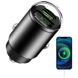 Chargeur de voiture à brancher | Chargeur de voiture 100 W avec deux sorties de charge - Chargeur de téléphone USB pour voitures